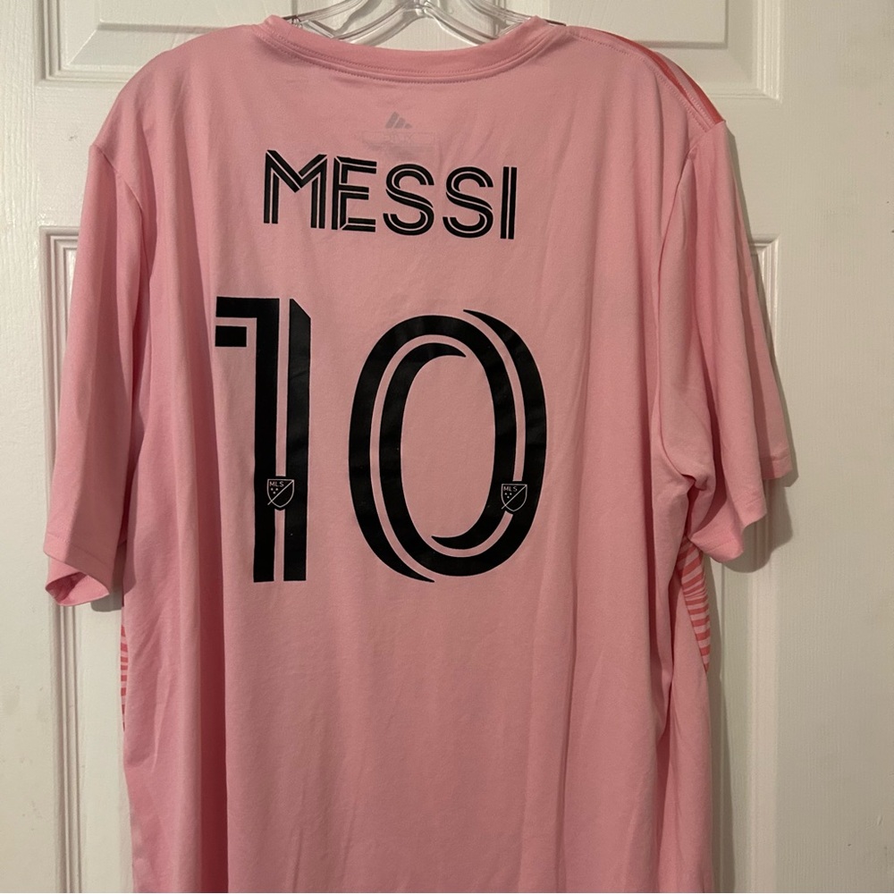 adidas Lionel Messi Inter Miami CF #10 Men's Performance Shirt Pink, XL - Picture 6 of 9